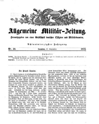 Allgemeine Militär-Zeitung Samstag 27. September 1873