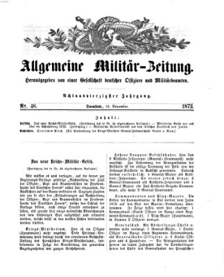 Allgemeine Militär-Zeitung Samstag 15. November 1873