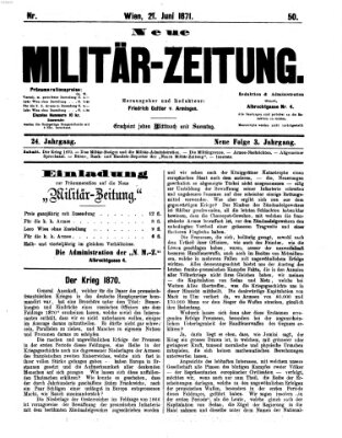 Neue Militär-Zeitung (Militär-Zeitung) Mittwoch 21. Juni 1871