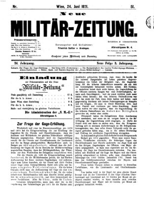 Neue Militär-Zeitung (Militär-Zeitung) Samstag 24. Juni 1871