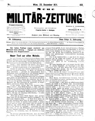 Neue Militär-Zeitung (Militär-Zeitung) Samstag 23. Dezember 1871