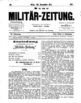 Neue Militär-Zeitung (Militär-Zeitung) Samstag 30. Dezember 1871