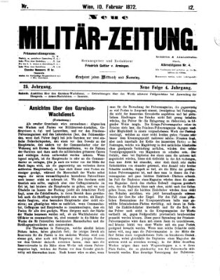 Neue Militär-Zeitung (Militär-Zeitung) Samstag 10. Februar 1872