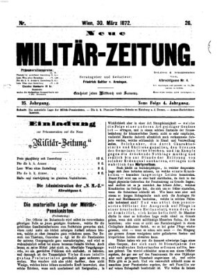 Neue Militär-Zeitung (Militär-Zeitung) Samstag 30. März 1872