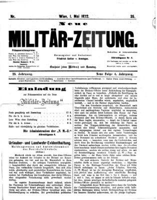 Neue Militär-Zeitung (Militär-Zeitung) Mittwoch 1. Mai 1872