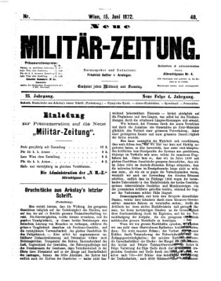 Neue Militär-Zeitung (Militär-Zeitung) Samstag 15. Juni 1872