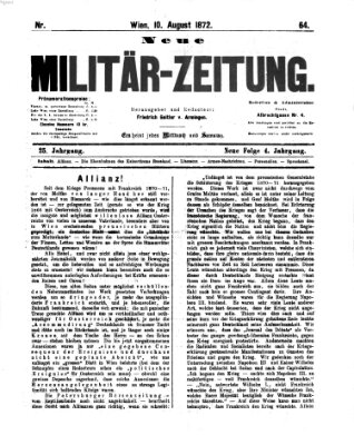 Neue Militär-Zeitung (Militär-Zeitung) Samstag 10. August 1872