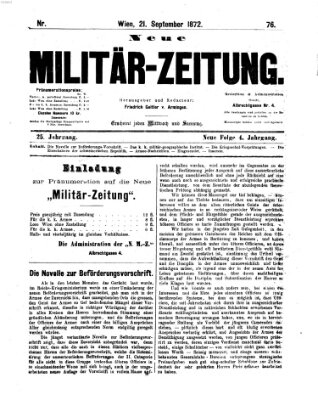 Neue Militär-Zeitung (Militär-Zeitung) Samstag 21. September 1872