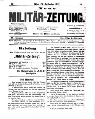 Neue Militär-Zeitung (Militär-Zeitung) Mittwoch 25. September 1872