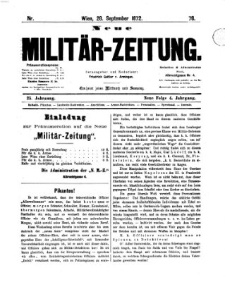 Neue Militär-Zeitung (Militär-Zeitung) Samstag 28. September 1872