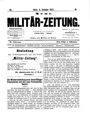 Neue Militär-Zeitung (Militär-Zeitung) Mittwoch 9. Oktober 1872