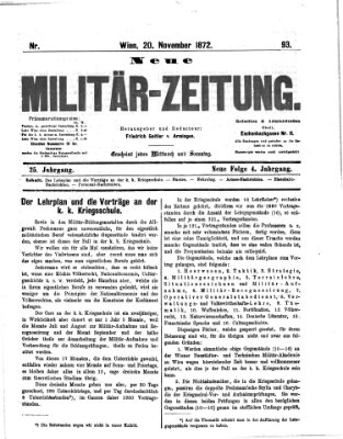 Neue Militär-Zeitung (Militär-Zeitung) Mittwoch 20. November 1872