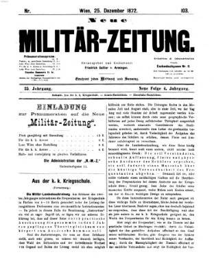 Neue Militär-Zeitung (Militär-Zeitung) Mittwoch 25. Dezember 1872