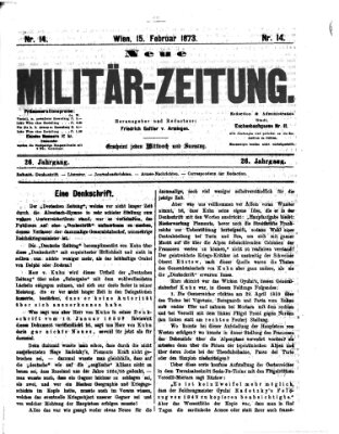 Neue Militär-Zeitung (Militär-Zeitung) Samstag 15. Februar 1873