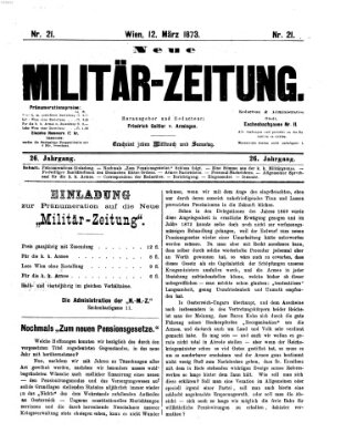 Neue Militär-Zeitung (Militär-Zeitung) Mittwoch 12. März 1873