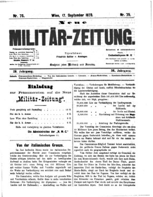 Neue Militär-Zeitung (Militär-Zeitung) Mittwoch 17. September 1873