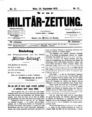 Neue Militär-Zeitung (Militär-Zeitung) Mittwoch 24. September 1873