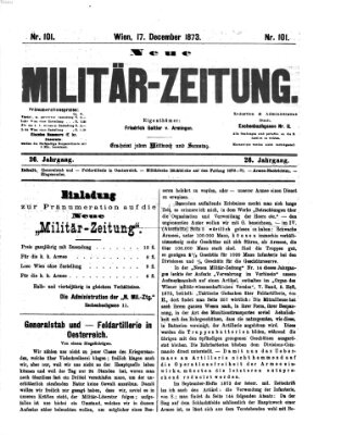 Neue Militär-Zeitung (Militär-Zeitung) Mittwoch 17. Dezember 1873