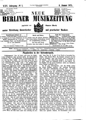 Neue Berliner Musikzeitung Mittwoch 4. Januar 1871