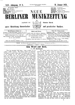 Neue Berliner Musikzeitung Mittwoch 11. Januar 1871