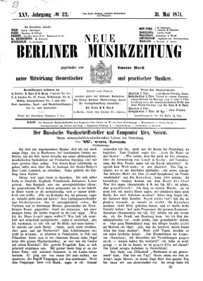 Neue Berliner Musikzeitung Mittwoch 31. Mai 1871