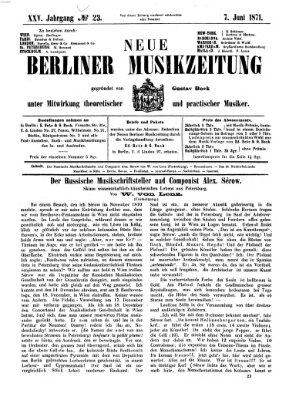 Neue Berliner Musikzeitung Mittwoch 7. Juni 1871