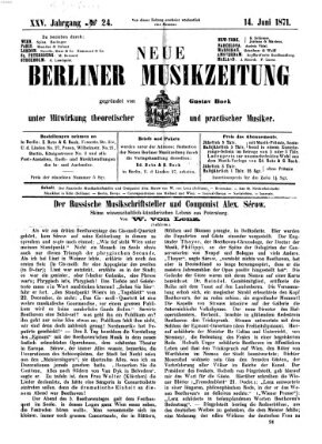 Neue Berliner Musikzeitung Mittwoch 14. Juni 1871