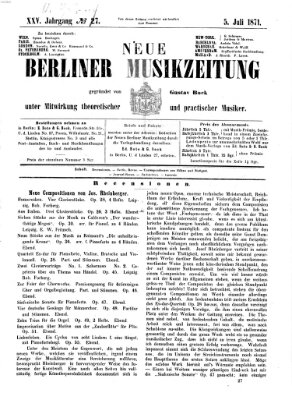 Neue Berliner Musikzeitung Mittwoch 5. Juli 1871