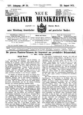 Neue Berliner Musikzeitung Mittwoch 23. August 1871