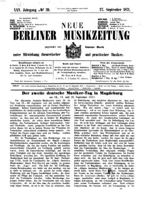 Neue Berliner Musikzeitung Mittwoch 27. September 1871