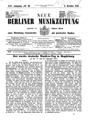 Neue Berliner Musikzeitung Mittwoch 4. Oktober 1871