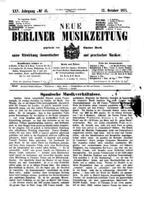 Neue Berliner Musikzeitung Mittwoch 11. Oktober 1871