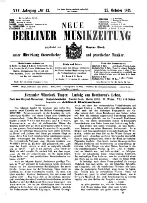 Neue Berliner Musikzeitung Mittwoch 25. Oktober 1871