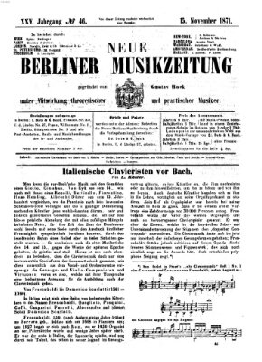 Neue Berliner Musikzeitung Mittwoch 15. November 1871