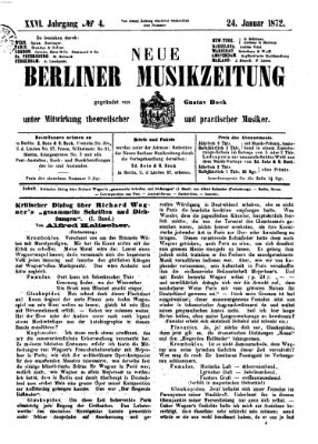 Neue Berliner Musikzeitung Mittwoch 24. Januar 1872