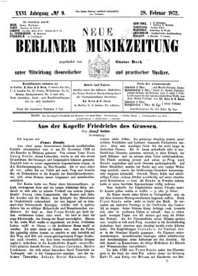 Neue Berliner Musikzeitung Mittwoch 28. Februar 1872