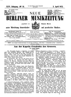 Neue Berliner Musikzeitung Mittwoch 3. April 1872