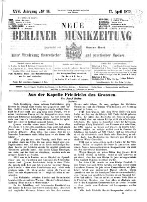 Neue Berliner Musikzeitung Mittwoch 17. April 1872