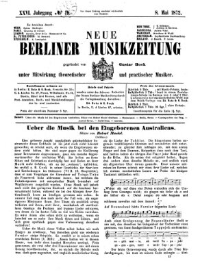 Neue Berliner Musikzeitung Mittwoch 8. Mai 1872