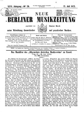 Neue Berliner Musikzeitung Mittwoch 17. Juli 1872