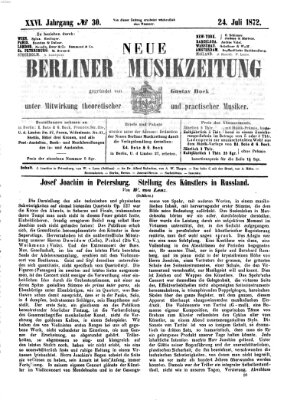 Neue Berliner Musikzeitung Mittwoch 24. Juli 1872