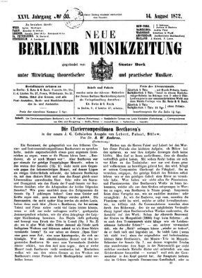 Neue Berliner Musikzeitung Mittwoch 14. August 1872