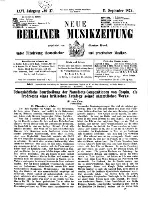 Neue Berliner Musikzeitung Mittwoch 11. September 1872