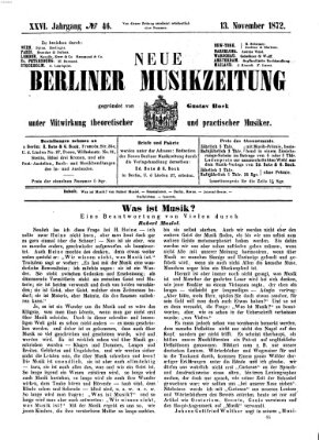 Neue Berliner Musikzeitung Mittwoch 13. November 1872