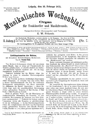 Musikalisches Wochenblatt Freitag 10. Februar 1871