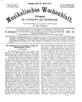 Musikalisches Wochenblatt Freitag 30. Juni 1871