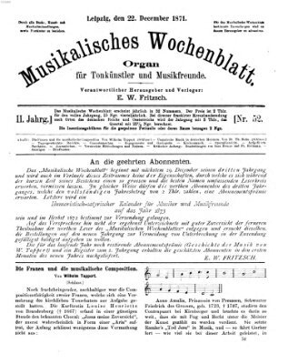 Musikalisches Wochenblatt Freitag 22. Dezember 1871