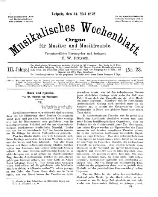 Musikalisches Wochenblatt Freitag 31. Mai 1872