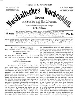 Musikalisches Wochenblatt Freitag 21. November 1873