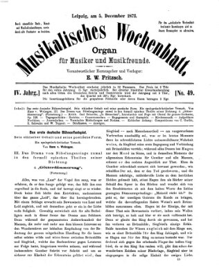 Musikalisches Wochenblatt Freitag 5. Dezember 1873